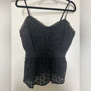Eyelet Peplum Tank Top